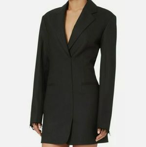 HELMUT LANG Notched-Lapel Herringbone Blazer Dress
